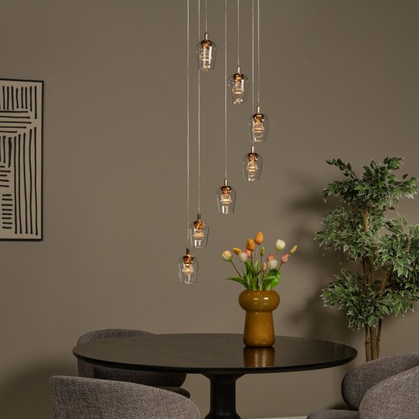 LED Hängelampe Gold 7-flammig L:39 cm 2700 K edel