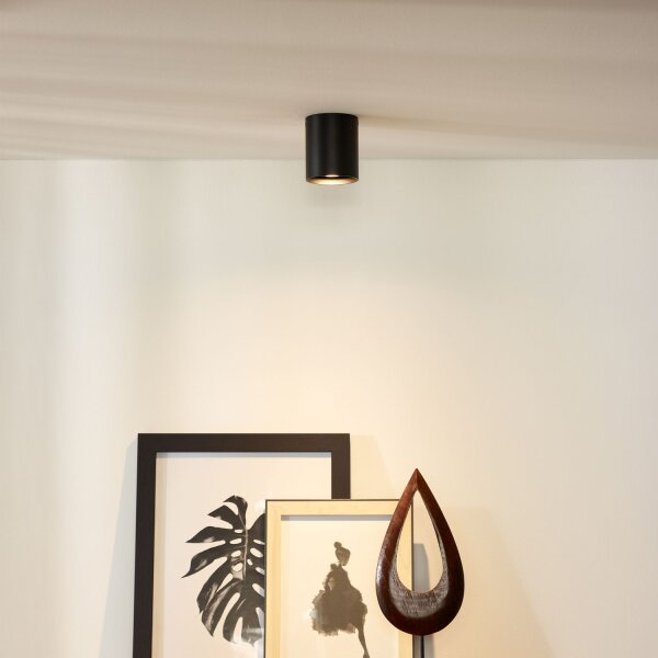 Aufbauspot Aluminium Schwarz GU10 Ø8 cm modern
