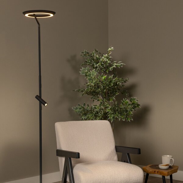 LED Deckenfluter Schwarz 2700 K H:174 cm modern