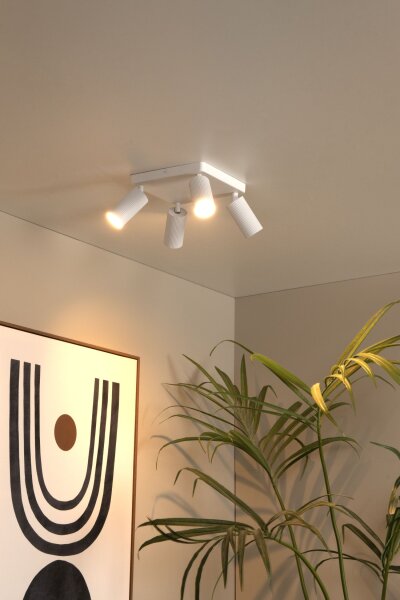 Deckenspot flexibel Weiß 4-flammig GU10 B:24 cm