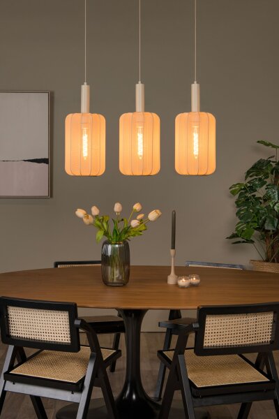 Pendelleuchte Metall Beige Messing 3-flammig E27