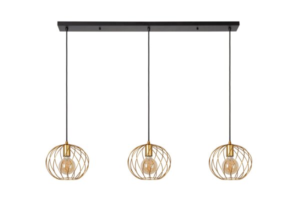 Hängelampe Messing Schwarz 3-flammig L:130 cm E27