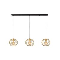 Hängelampe Messing Schwarz 3-flammig L:130 cm E27