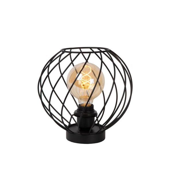 Tischleuchte Schwarz E27 H:22,5 cm modern edel rund