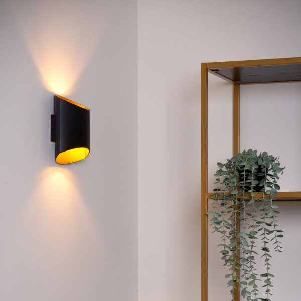 Wandlampe Schwarz Messing G9 H:18 cm Up Down edel