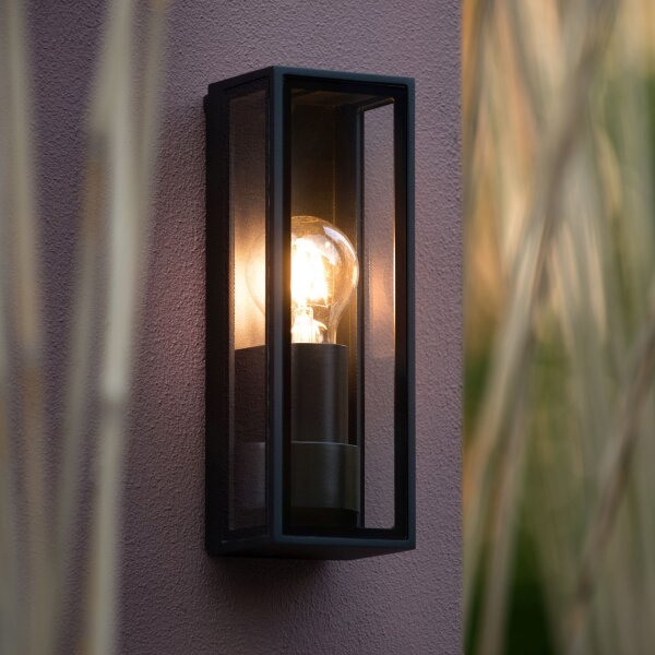 Wandlampe Außen Metall Schwarz IP65 H:25,8 cm edel