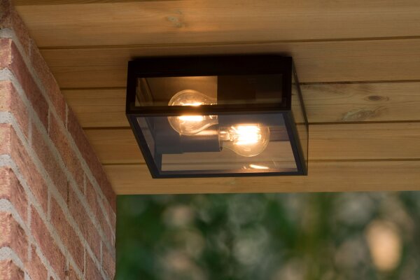 Deckenlampe Außen Metall Schwarz IP65 B:22 cm edel