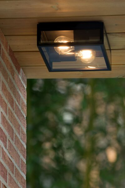 Deckenlampe Außen Metall Schwarz IP65 B:22 cm edel