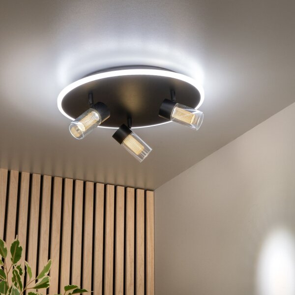 LED Deckenleuchte Schwarz Fernbedienung 2200 K B:40 cm