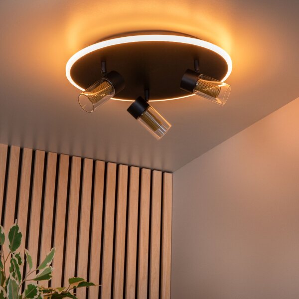 LED Deckenleuchte Schwarz Fernbedienung 2200 K B:40 cm