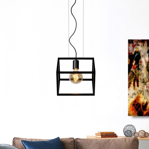 Retro Hängelampe Schwarz E27 L:25 cm modern edel