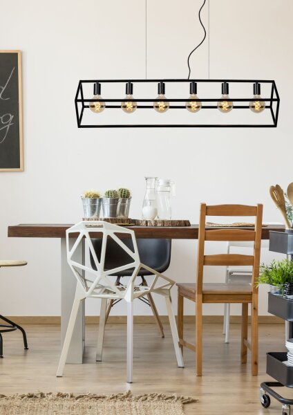 Retro Pendelleuchte Metall Schwarz E27 120 cm edel