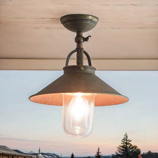 Lampe dextérieur en bronze antique en laiton verre
