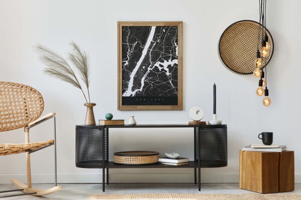 Retro Pendelleuchte Schwarz E27 B:50 cm modern edel