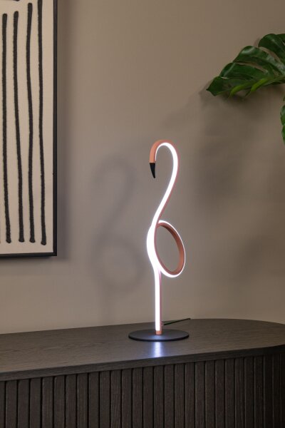 LED Tischleuchte Aluminium Rosa Fernbedienung H:49 cm