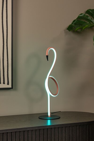 LED Tischleuchte Aluminium Rosa Fernbedienung H:49 cm