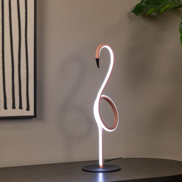 LED Tischleuchte Aluminium Rosa Fernbedienung H:49 cm
