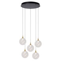 LED Hängelampe Schwarz 5-flammig 2700 K L:48 cm