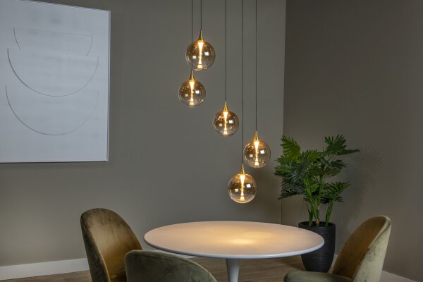 LED Hängelampe Glas Metall Bernstein 2700 K L:48 cm