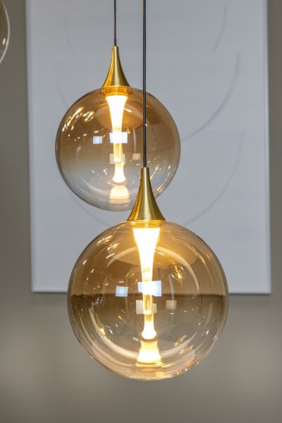 LED Hängelampe Glas Metall Bernstein 2700 K L:48 cm