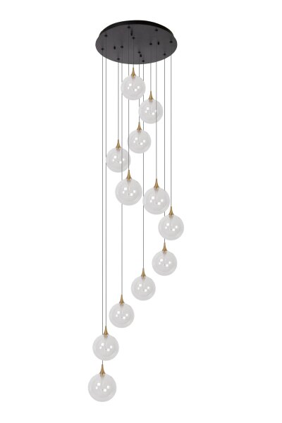 LED Hängelampe Glas Metall Schwarz 2700 K B:61 cm