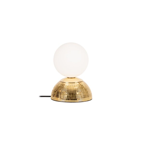 Tischlampe Glas Gold Weiß G9 H:18 cm Kugel edel