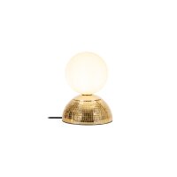 Tischlampe Glas Gold Weiß G9 H:18 cm Kugel edel