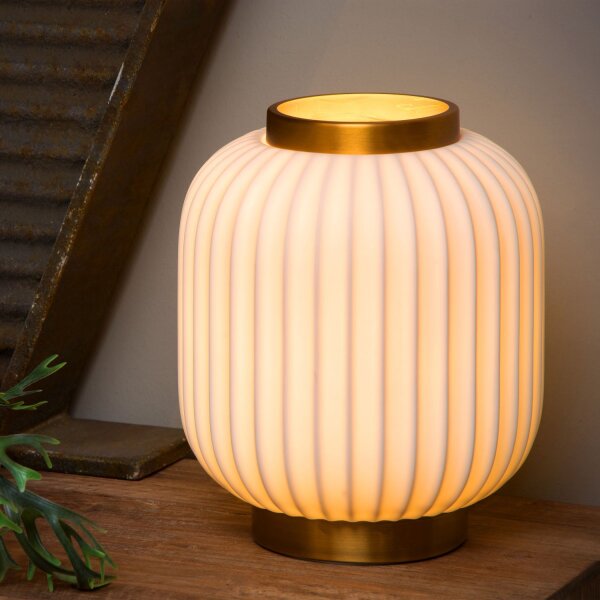 Tischlampe Porzellan Messing E14 H:23 cm modern edel