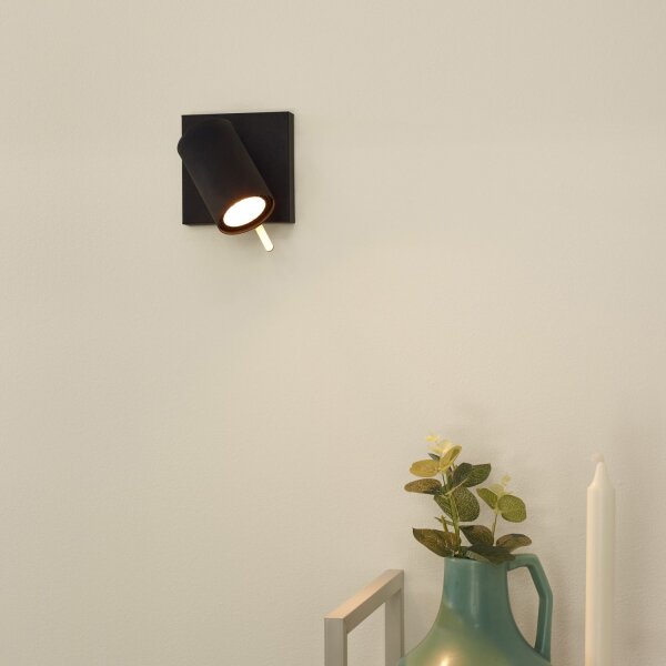Deckenspot Metall Schwarz Messing 2200 K L:10 cm edel