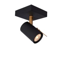 Deckenspot Metall Schwarz Messing 2200 K L:10 cm edel