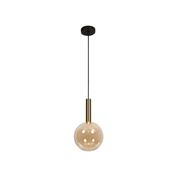 Hängelampe Glas Bernstein Messing G9 L:18 cm edel