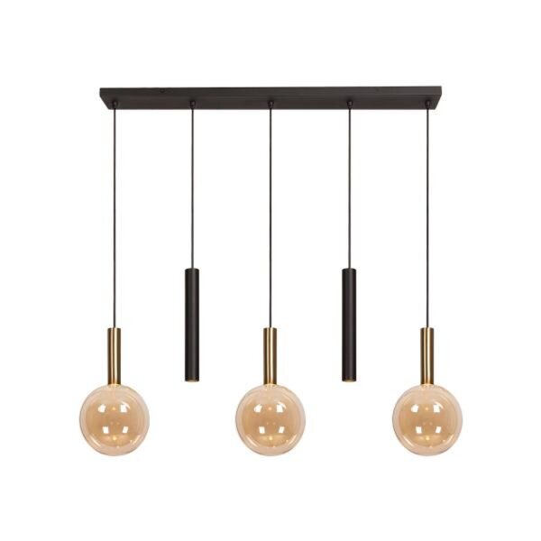 Pendelleuchte Glas Bernstein 5-flammig G9 L:105 cm
