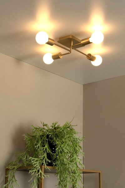 Vintage Deckenleuchte Messing 4-flammig E27 B:51 cm
