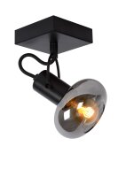 Retro Deckenspot Metall Glas Rauchgrau E14 B:18 cm
