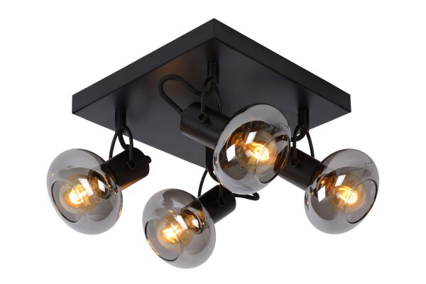 Retro Deckenstrahler Metall Glas Schwarz E14 B:23 cm