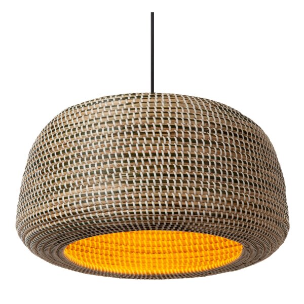 Hängelampe Metall Seegras Schwarz E27 rund L:47 cm