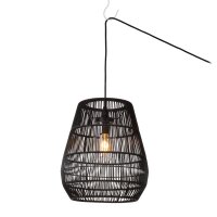 Pendelleuchte Außen Rattan Schwarz E27 L:35 cm edel