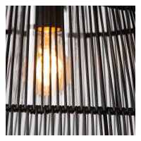 Pendelleuchte Außen Rattan Schwarz E27 L:35 cm edel