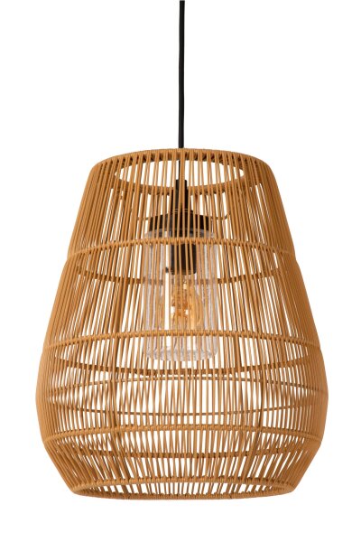 Hängelampe Außen Rattan Natur E27 L:35 cm modern