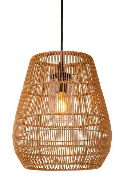 Hängelampe Außen Rattan Natur E27 L:35 cm modern