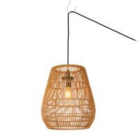 Hängelampe Außen Rattan Natur E27 L:35 cm modern