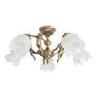 Plafonnier laiton 5-flmg en bronze Putti