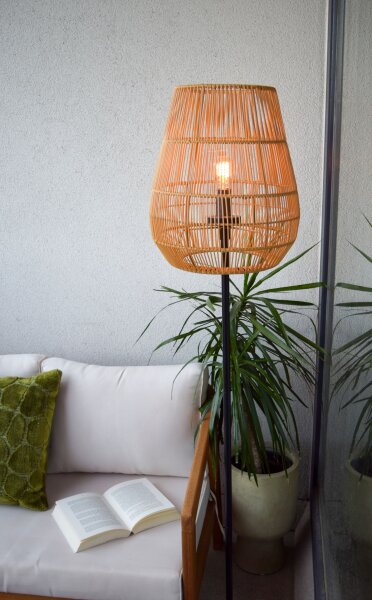 Stehlampe Außen Rattan Natur E27 H:154 cm modern