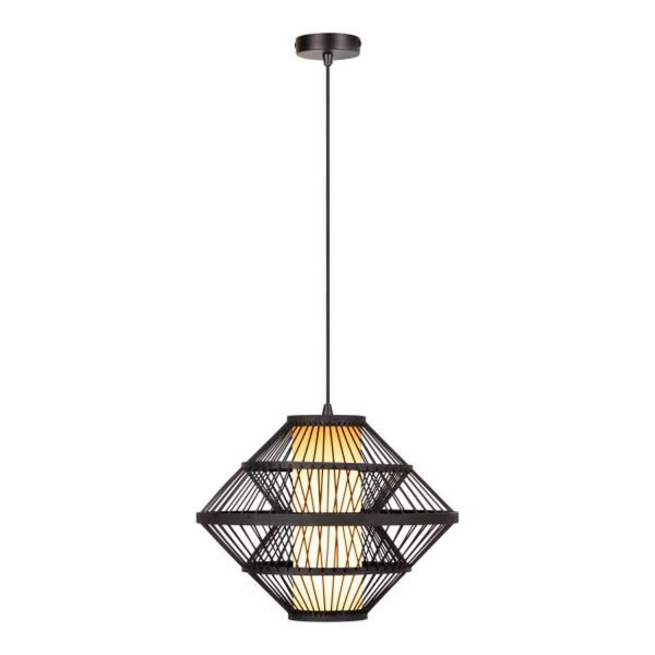 Hängelampe Holz Schwarz E27 L:40 cm modern edel