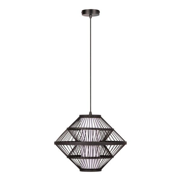 Hängelampe Holz Schwarz E27 L:40 cm modern edel