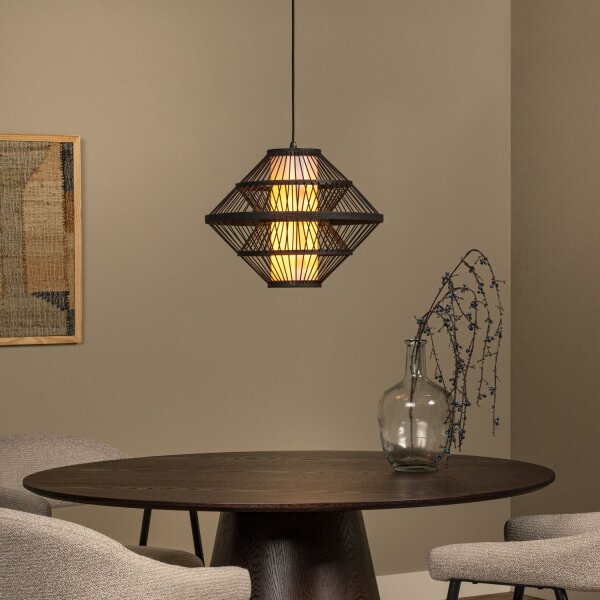 Hängelampe Holz Schwarz E27 L:40 cm modern edel