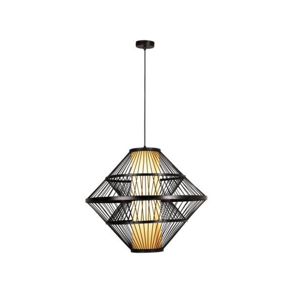 Hängelampe Holz Schwarz E27 L:60 cm modern edel