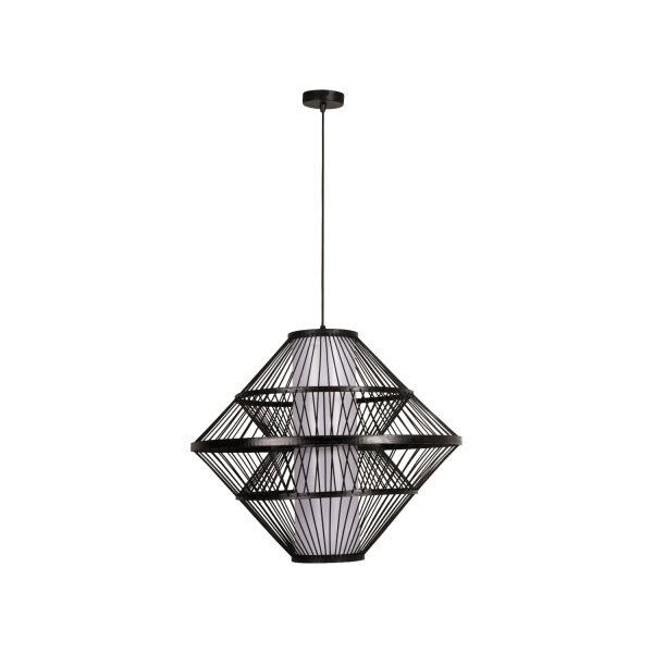 Hängelampe Holz Schwarz E27 L:60 cm modern edel