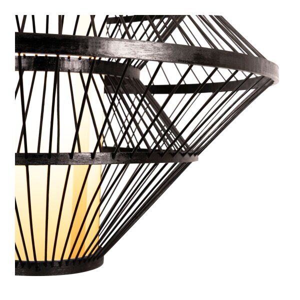 Hängelampe Holz Schwarz E27 L:60 cm modern edel