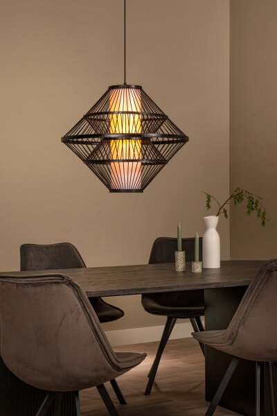 Hängelampe Holz Schwarz E27 L:60 cm modern edel